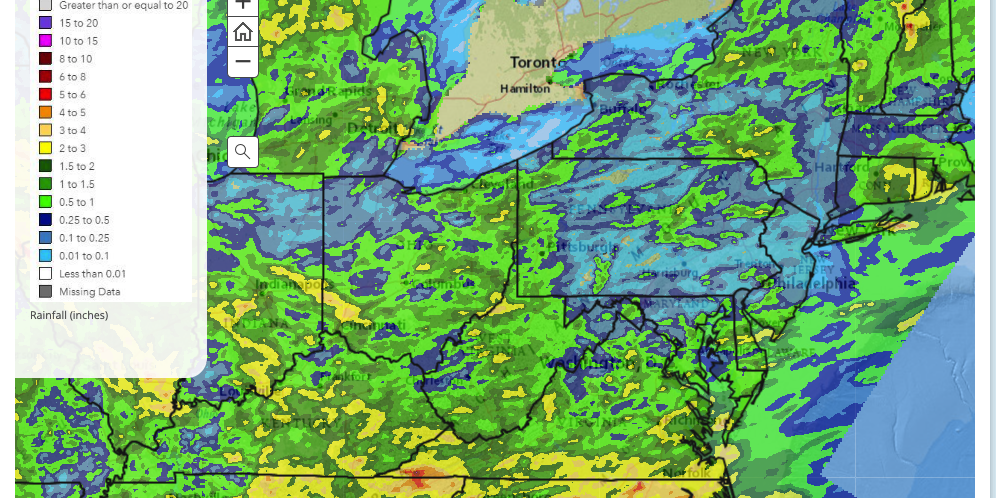 past precipitation data map from the NWS